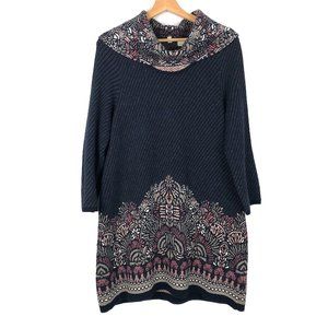 Moth Anthropologie Imperial Garden Cowl Neck Wool Blend Tunic Sweater Dress M